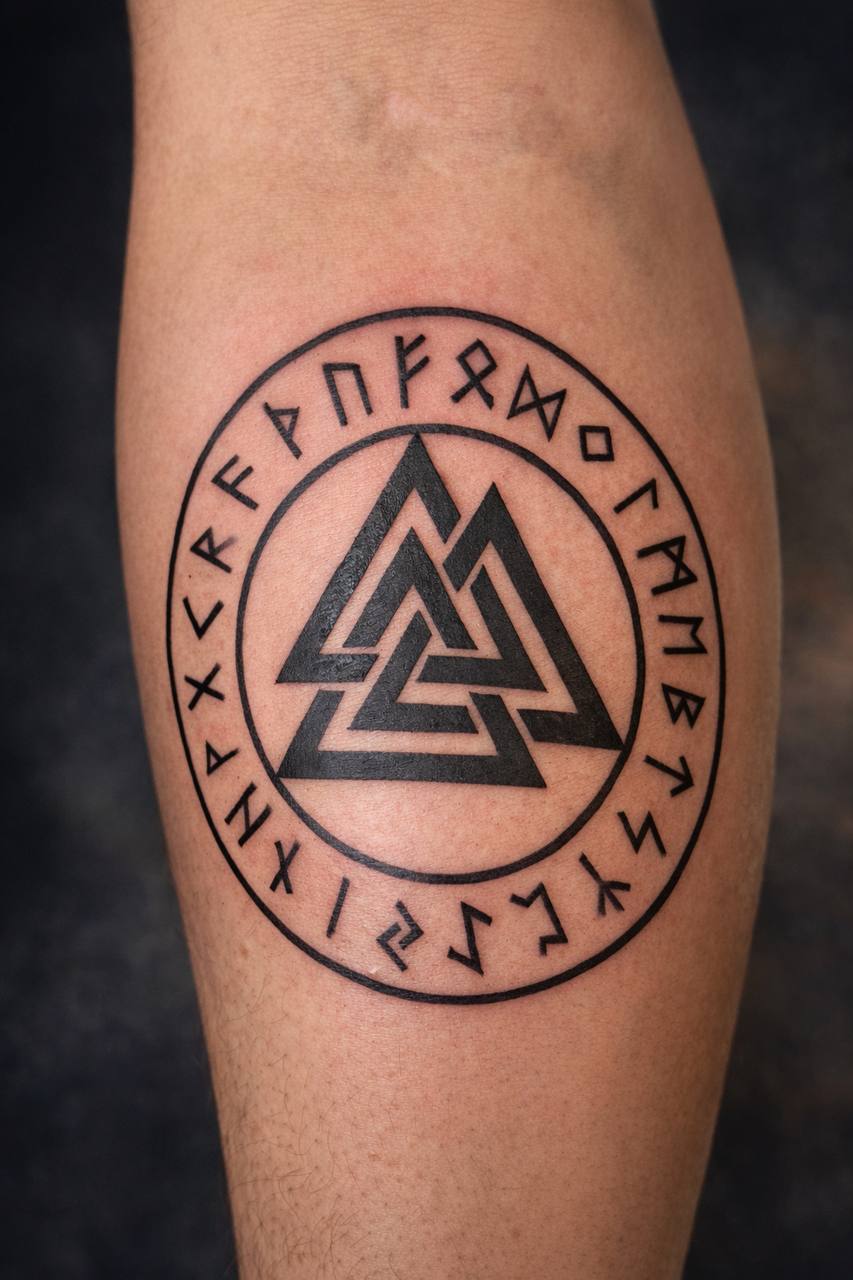 Runen Tattoo mit geometrischem Symbol